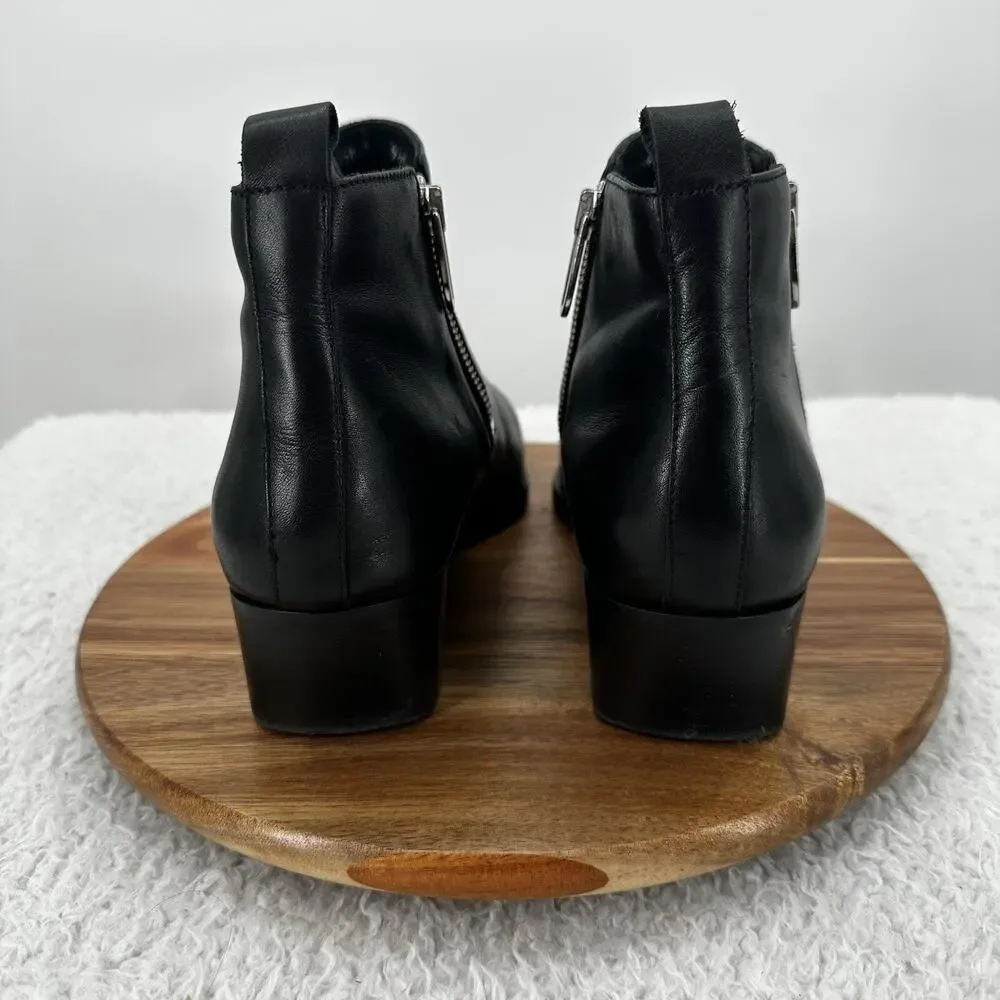 Aquatalia Boots Womens 9.5 Black Leather Fantina Weatherproof‎ Dual Zip Bootie